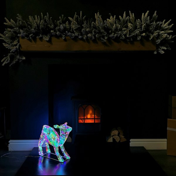 Samuel Alexander 40cm Light up Standing Iridescent DreamLights Christmas Fawn with 100 White LEDs