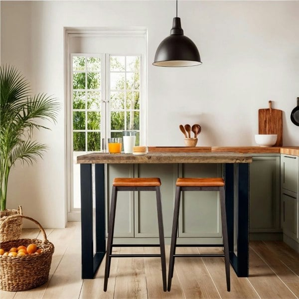 Hemming & Wills Bespoke Collection - Rustic Wood Breakfast Bar Table - Chunky U Base