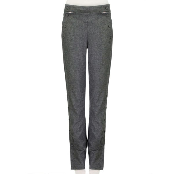 MONSE runway collection grey trousers pants with bib front and regimental stripe pattern