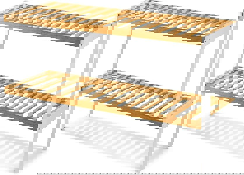 MANTRARAJ Bamboo 2 Tier Shoe Rack Easy Assembly Storage Shelf Organiser Wooden Shoe Rack