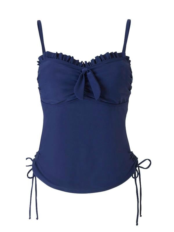 Side Tie Tankini Top - Navy Top