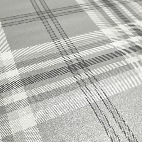 Catherine Lansfield Kelso Check Light Grey Wallpaper image 4