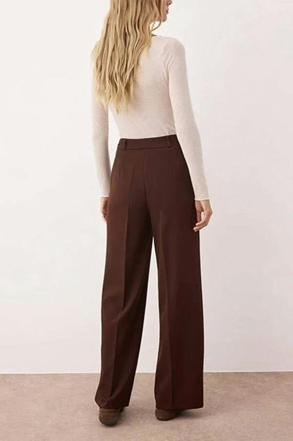 WOVCOR Pleated Wide Leg Woven Trousers