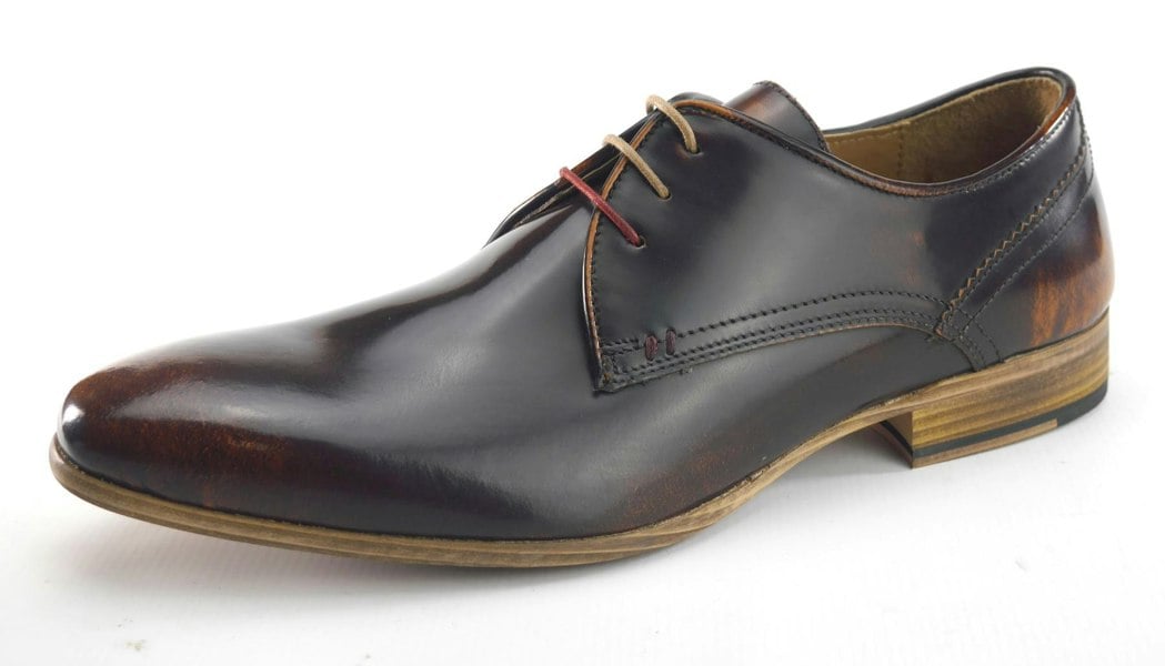 Frank James Shoreditch Mens Leather Hi Shine Lace Up Gibson Formal Shoes