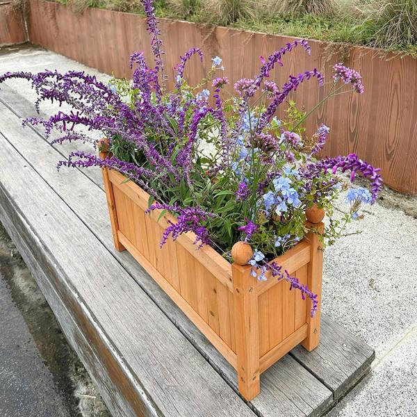Gr8 Garden Brown Wooden Rectangular Garden Planter Box 60cm Raised Flower Trough