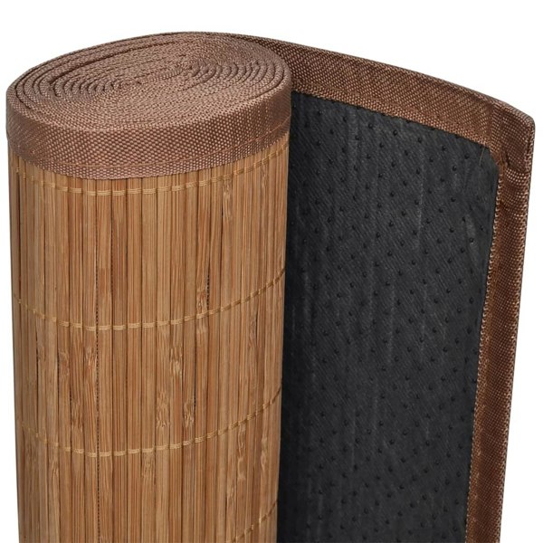 Berkfield Rectangular Brown Bamboo Rug 80 x 300 cm