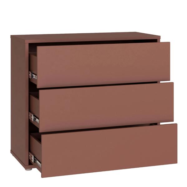Alice Springs 3 Drawer Chest with Push-to-Open Drawers in Terracotta