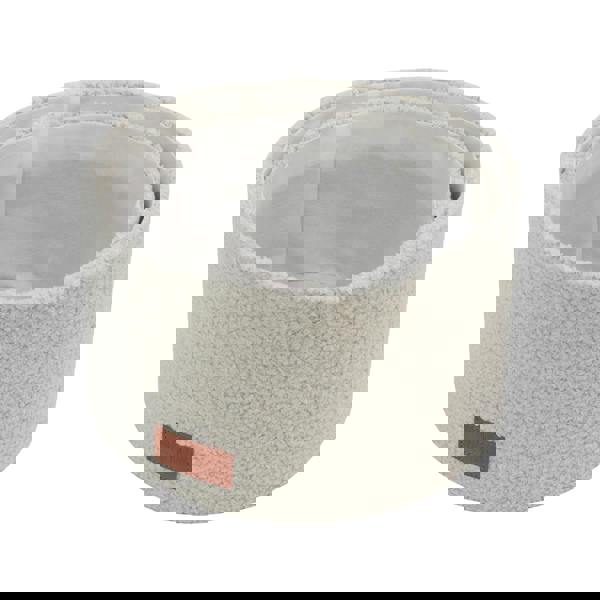 JVL Shiro Boucle Round Fabric Storage Baskets for Home Organisation, Set of 2, White