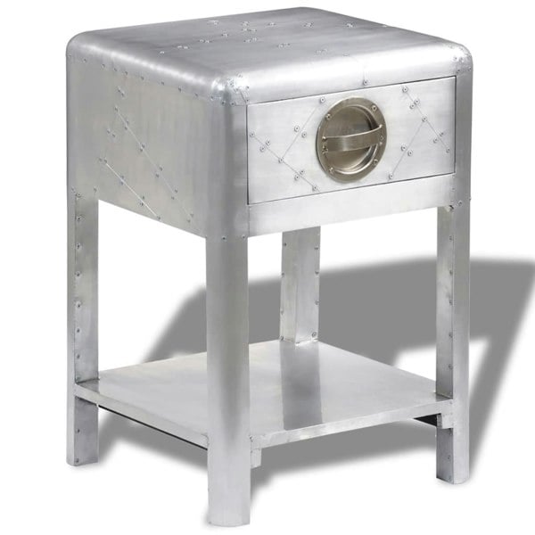 Berkfield Aviator End Table with 1 Drawer Vintage Aircraft Airman Style