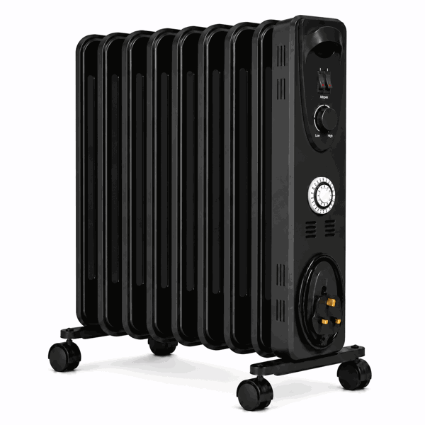 MYLEK Oil Filled Radiator 2000w Portable Heater Thermostat 24 Hour Timer Grey