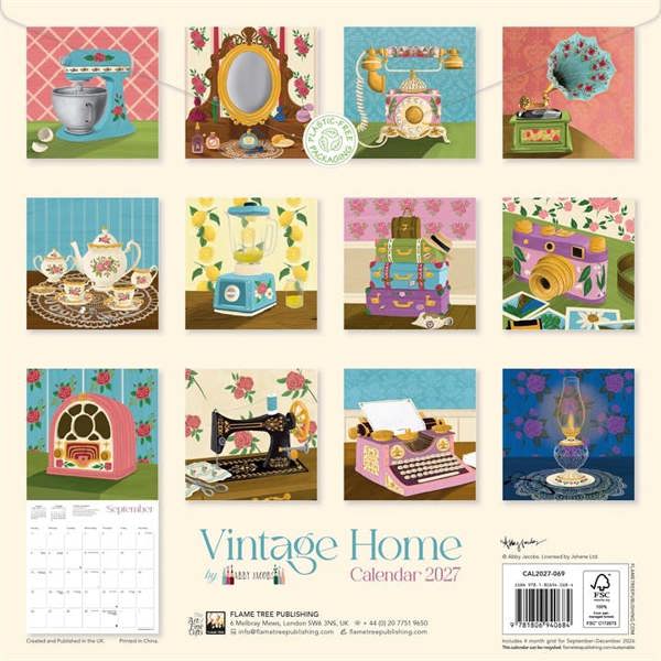 Vintage Home Calendar 2027, Wall Calendars, Month To View, Lifestyle, Gift