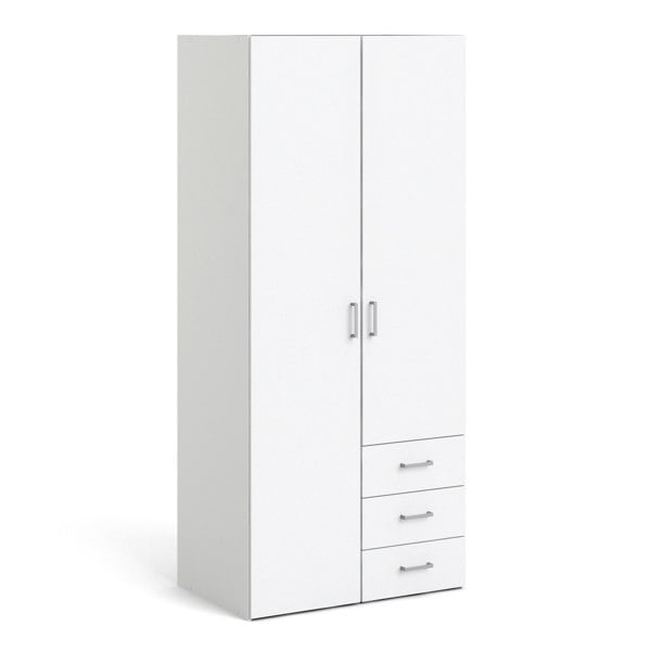 Furniture To Go Space Wardrobe with 2 doors + 3 drawers White 1750