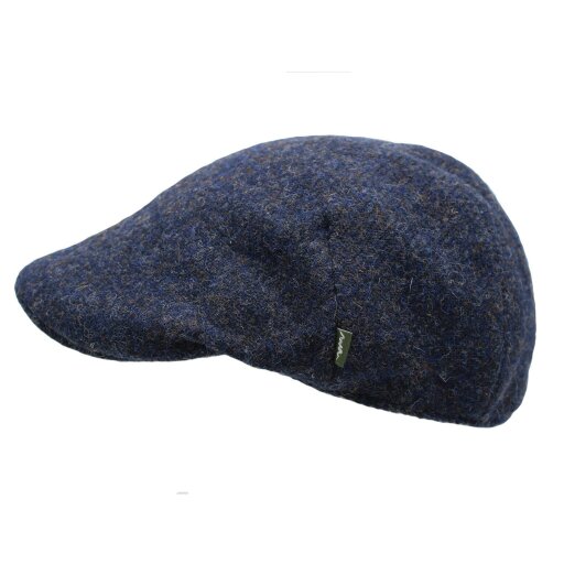 Heather Hats & Accessories Genuine Harris Tweed Wool Flat Cap, Satin Lining, Outdoor Wear, Ocean Blue