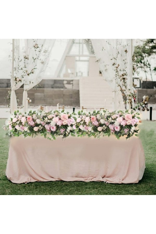 Living and Home 100cm Sweet Acacia Rose Floral Wedding Row Aisle Runner & Stage Backdrop Decoration for Ceremonies, Receptions & Party Decor