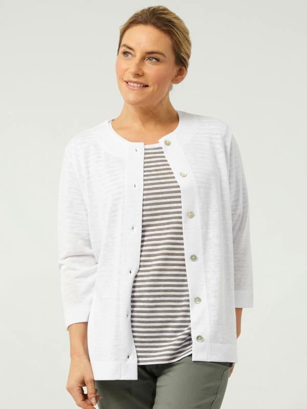 PennyPlain Front Button Cardigan - White