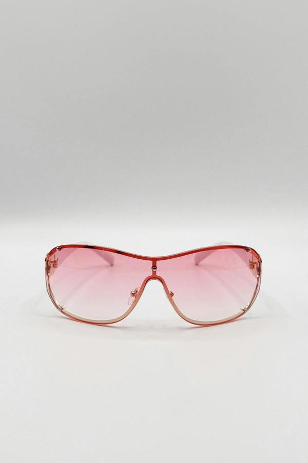 Vintage Rose Wrap Around Sunglasses In Pink - svnx