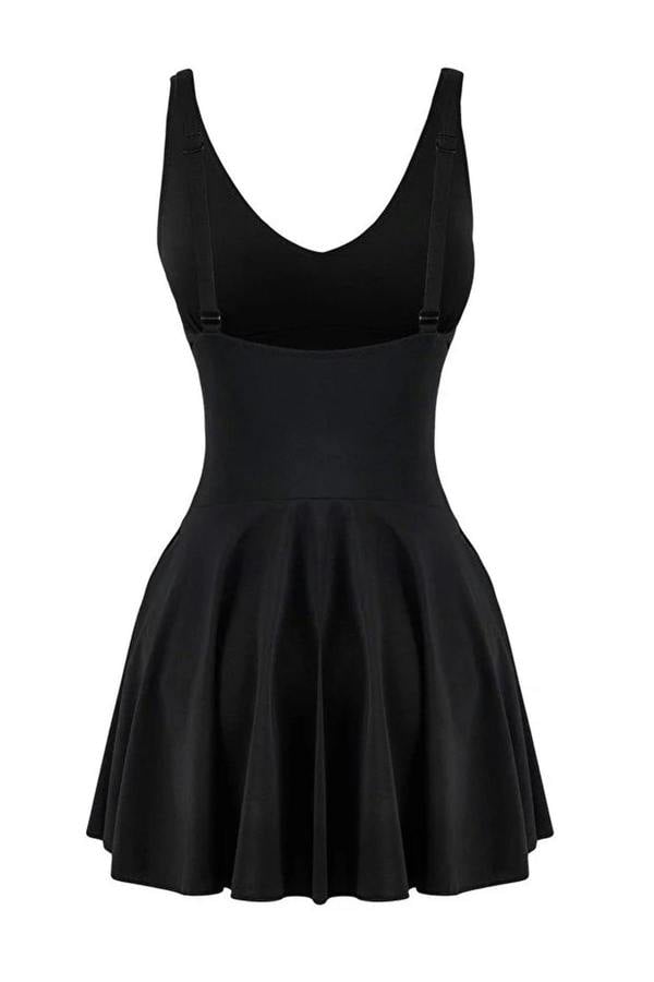 WOVCOR Draped V-Neck Covered Basic Skirt Swimsuit