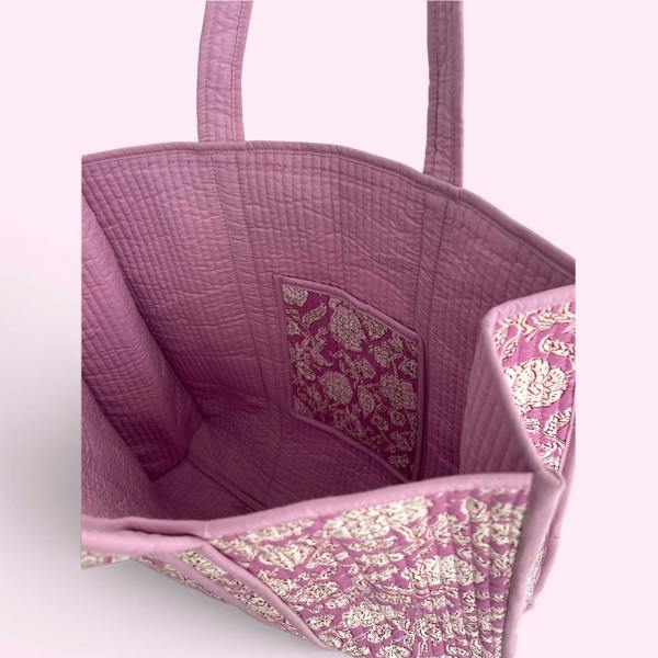 Hayley & Co Lilac Floral Quilted Cotton Tote Bag