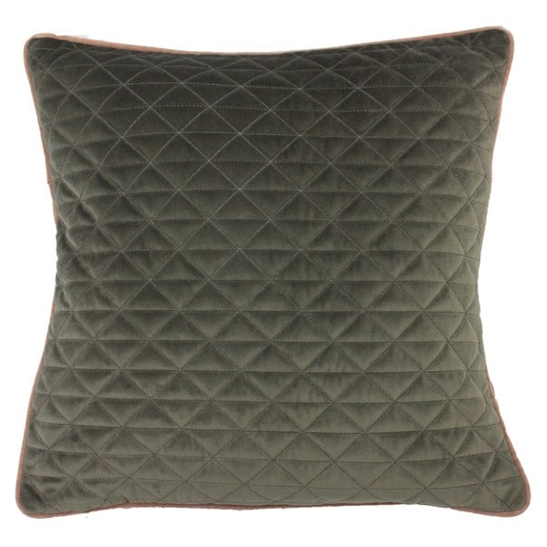 Riva Home Quartz Cushion Cover with Geometric Diamond Design - Charcoal Grey/Blush Pink