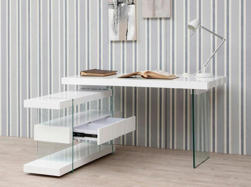 Angel Cerdá Tempered glass desk with wooden top 3002/3003