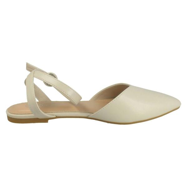 Spot On Ladies Spot On Flat Pointed Toe Ankle Strap Shoes F80538