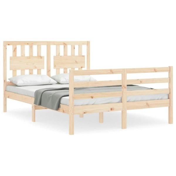 Berkfield Bed Frame with Headboard Double Solid Wood
