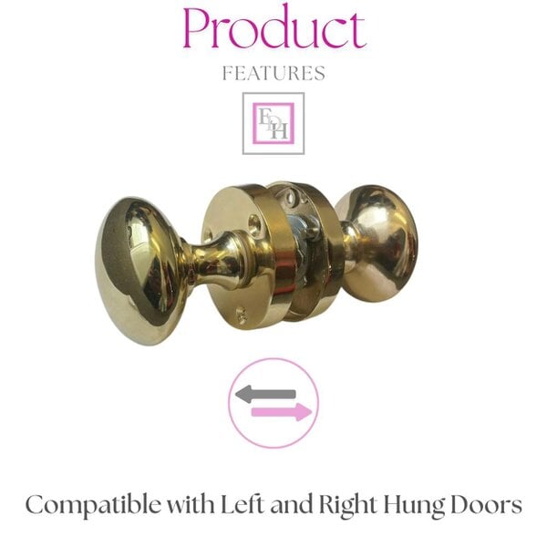 EDH Door Hardware Brass Door Knob Modern Round Rose Door Knob Brass Door Handles 4 Pairs