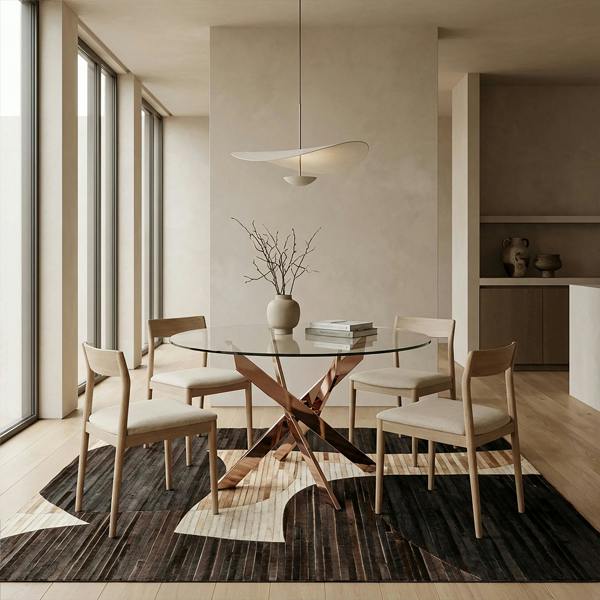 Interiors by Premier Allure Round Dining Table with  Intersected Rose Gold Legs