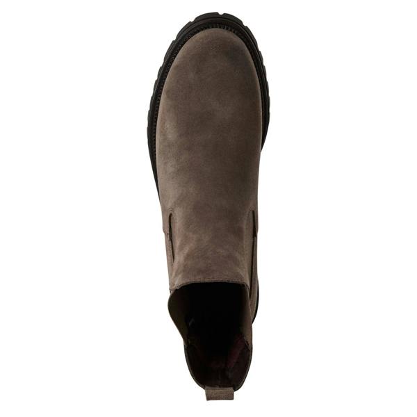 Tamaris Womens Taupe Brown Leather Classic High Chelsea Ankle Boots