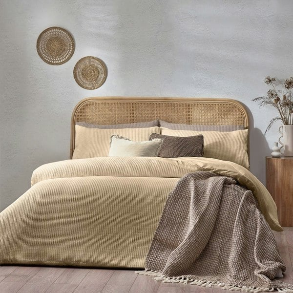 Yard Chunky Cotton Waffle Duvet Cover Set - Linen