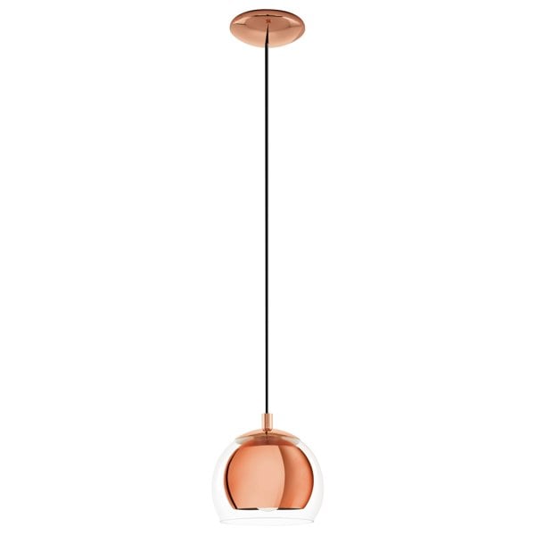 EGLO Rocamar 1-Light Copper Hanging Pendant Light With An Outer Glass Shade