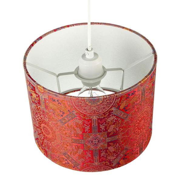Persian-Inspired Ottoman Tapestry Floral Shade in Deep Red and Gold Image 3