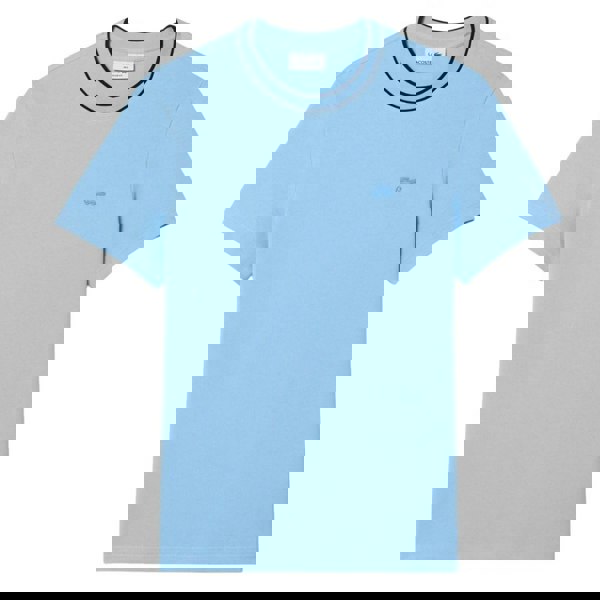 Lacoste Mens Pique Striped Neckline T-Shirt - Light Blue