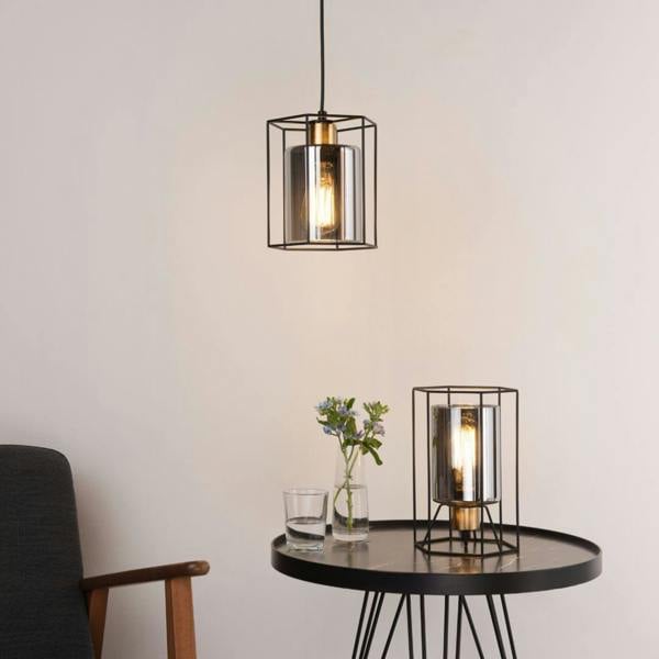 Pagazzi Lighting Sabrina 1 Light Black and Smoked Glass Pendant Ceiling Light