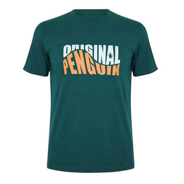 Original Penguin Mens Original Lettering Crew Neck T-Shirt - June Bug - 