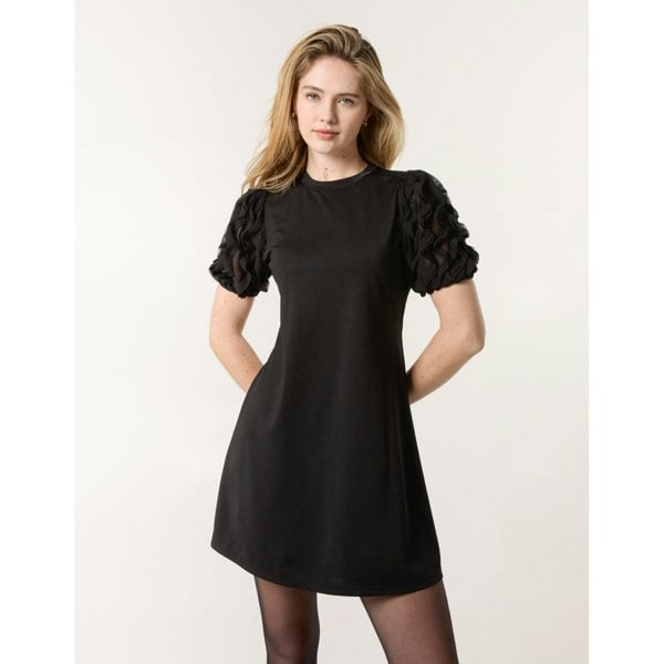 Blue Vanilla Textured Sleeve Mini Dress