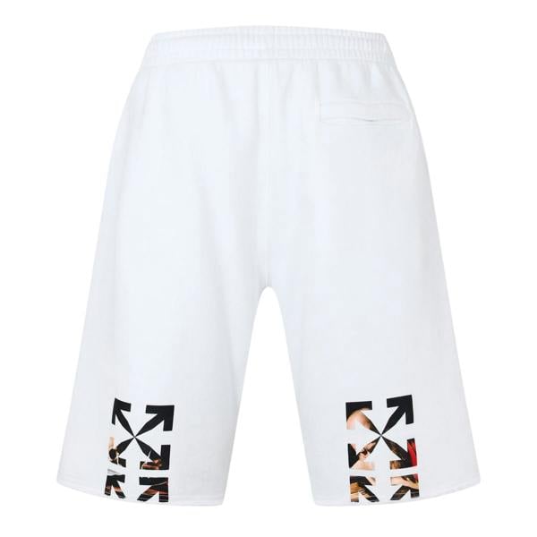 Off White Mens Relaxed Fit Sweat Shorts - White/Black - 