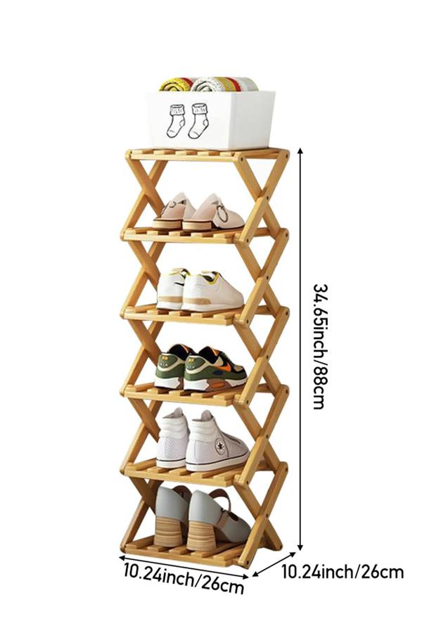 Living and Home 9/8/7/6 Tier Bamboo Folding Shoe Rack Shoe Storage Organiser