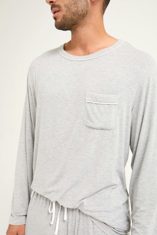 Mister You Bamboo Pyjama Set in Grey Marl - Pajamas