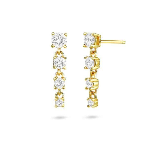 Gold Trip Long Crystal Gemstone Drop Earrings