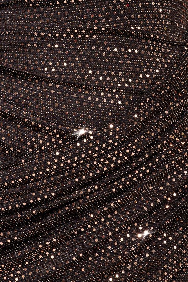 Cowl Neck Glitter Lurex Mini Dress - Rose Gold DR4741