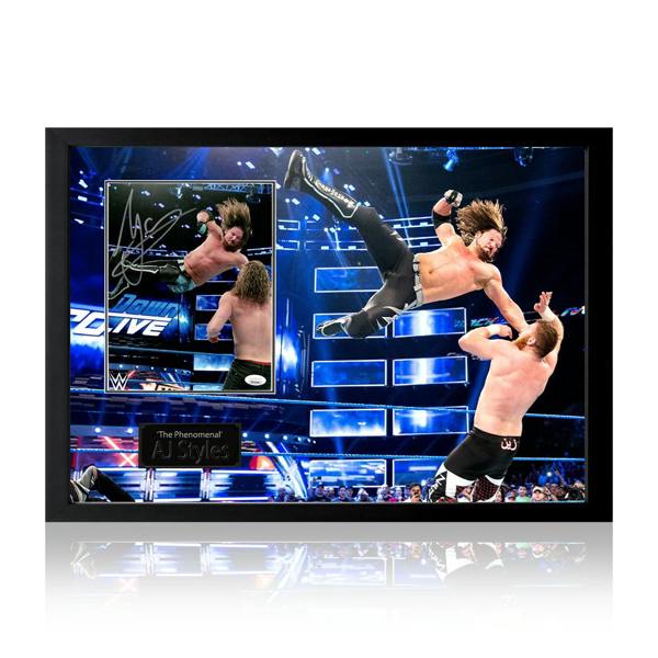 AJ Styles Signed Image Iconic Frame (JSA)