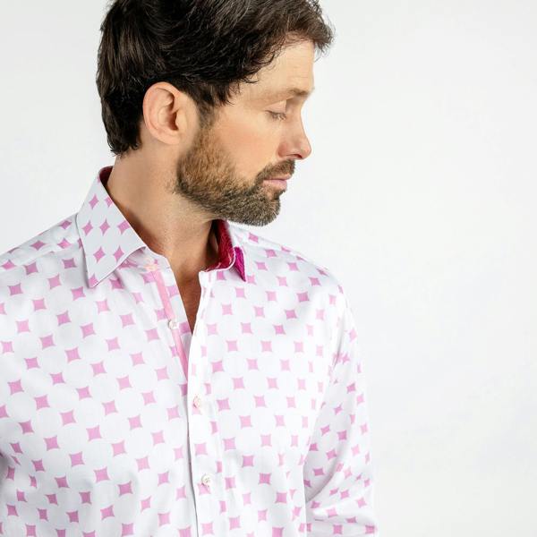 CURVED DIAMONDS PRINT SHIRT - Premium Men's Patterned Shirt by Claudio Lugli | Bold Design, Tailored Fit, Best Printed Shirts