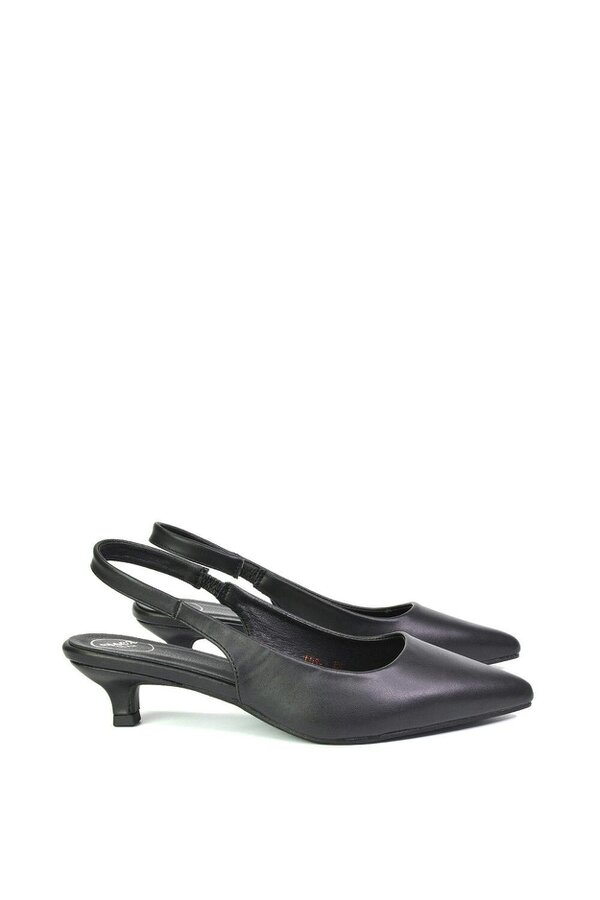 XY LONDON Pointed Toe Sling Back Kitten Heel Sandals