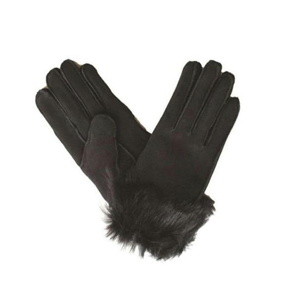 Eastern Counties Leather Womens Toscana Trim Cuff Sheepskin Gloves - Black