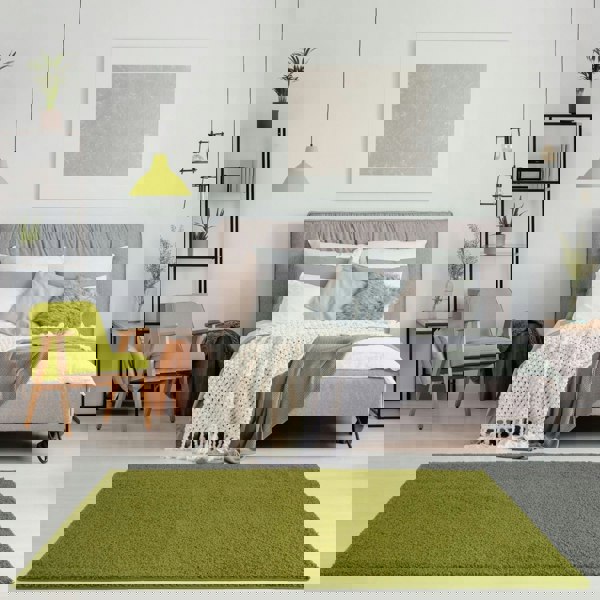 Shaggy Green Rug Soft and Durable, Non-Shedding, High Quality.