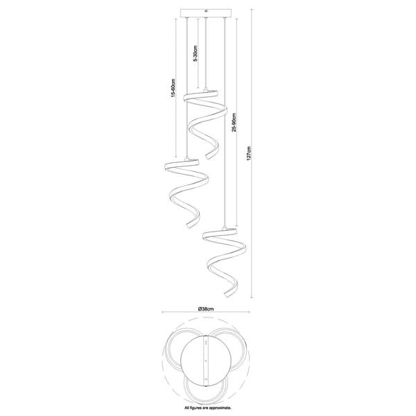 COSYLYTE Nyah 3 Light LED Spiral Cluster Pendant Light