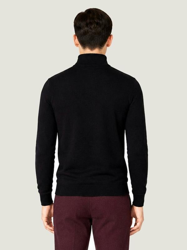 Serran London Men's Half Zip Wool Jumper - Black