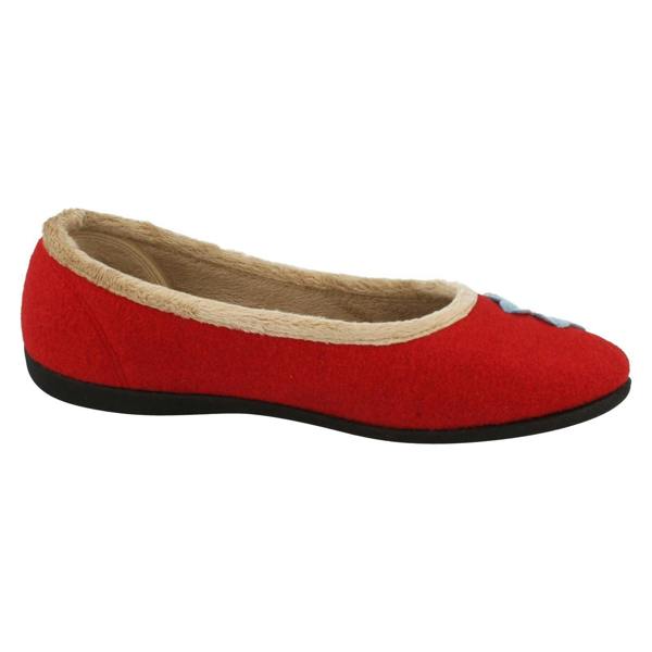 Padders Ladies Padders Wide Fitting Ballerina Slippers Happy