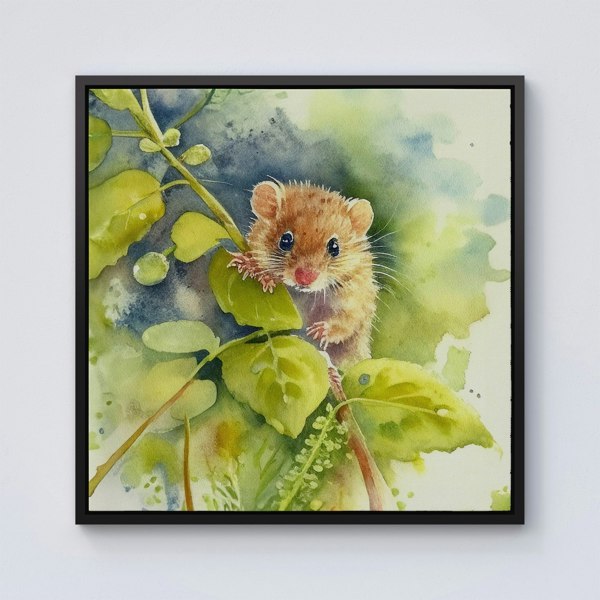 Warren Reed Dormouse Watercolour Framed Canvas